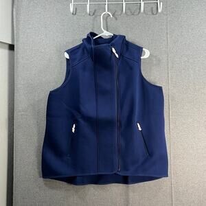 zuda Zip Front Hooded Scuba Knit Vest Navy Size X-Large